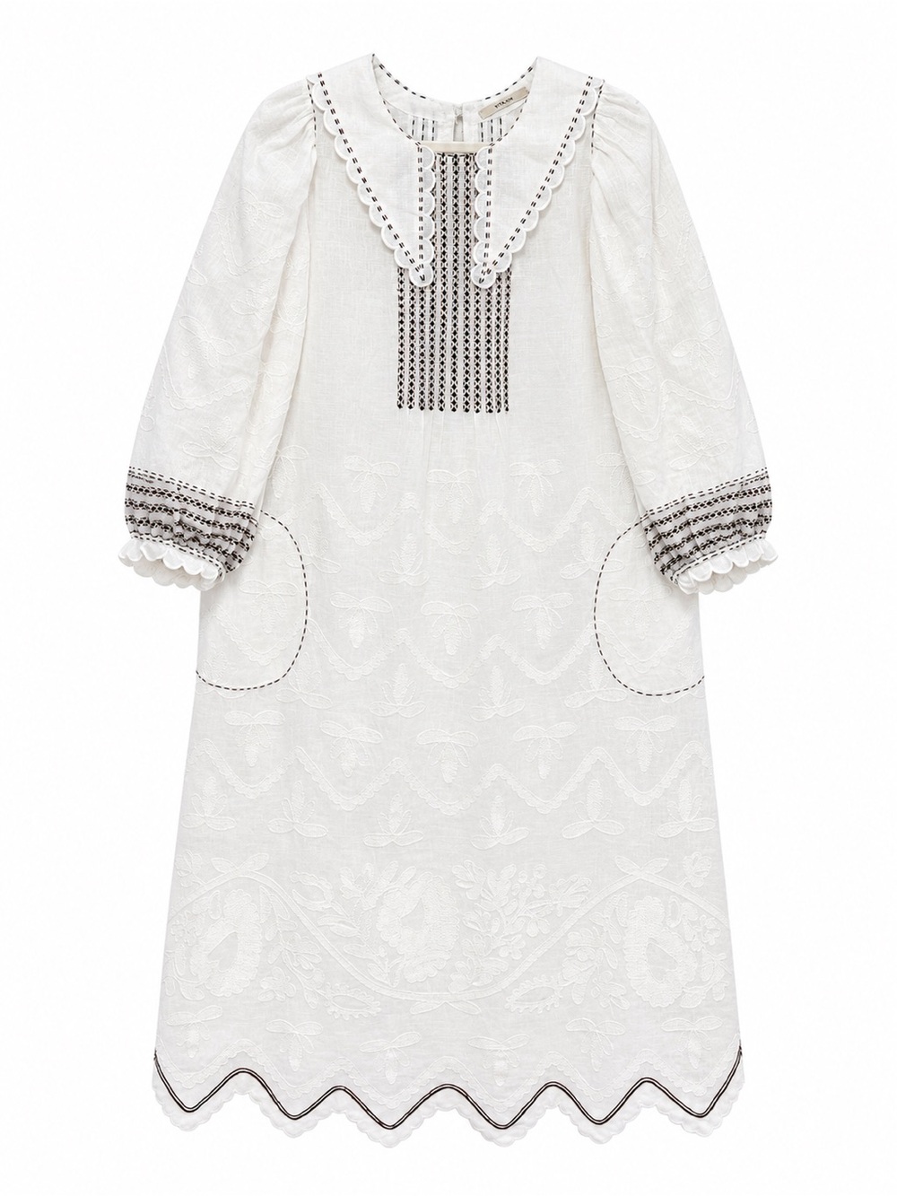 Vita Kin Addicted To Love Embroidered Linen Midi Dress White Large
